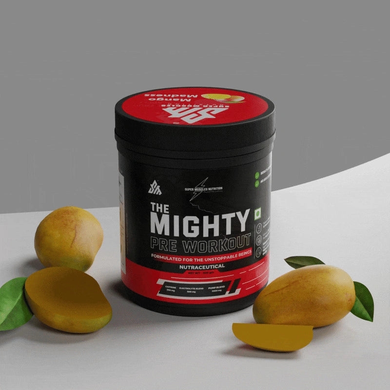 Pre Workout Mango Raspberry The Mighty Pre Workout Mango Madness – Super Muscles Nutrition