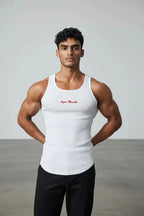  - SuperMuscles Ribbed Super Vest - white