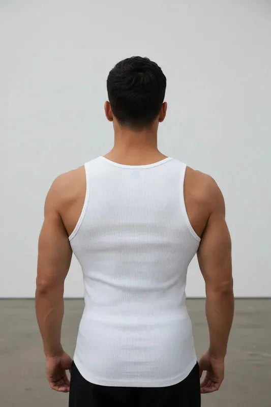  - SuperMuscles Ribbed Super Vest - white