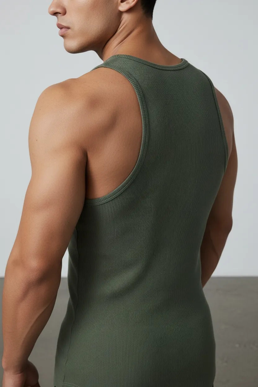  - Super Muscles Ribbed Super Vest - olive green