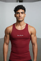 - Super Muscles Ribbed Super Vest - Maroon