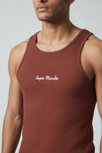  - Super Muscles Ribbed Super Vest - Brown