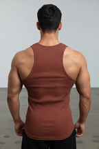 - Super Muscles Ribbed Super Vest - Brown