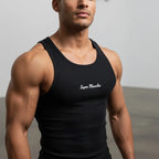  - Super Muscles Ribbed Super Vest - Black