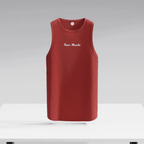 Red Super Muscles Ribbed Super Vest by Super Muscles Nutrition, featuring a fitted ribbed design, ideal for athletic and casual wear.