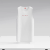 White SuperMuscles Ribbed Super Vest by Super Muscles Nutrition, featuring a fitted ribbed design on a model.